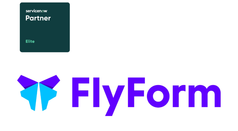 FlyForm logo and ServiceNow Elite partner logo